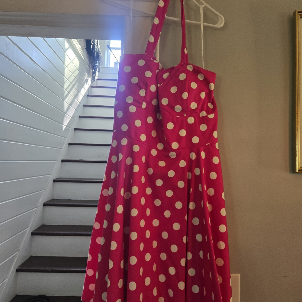 Pink Polka Dot Dress Halter